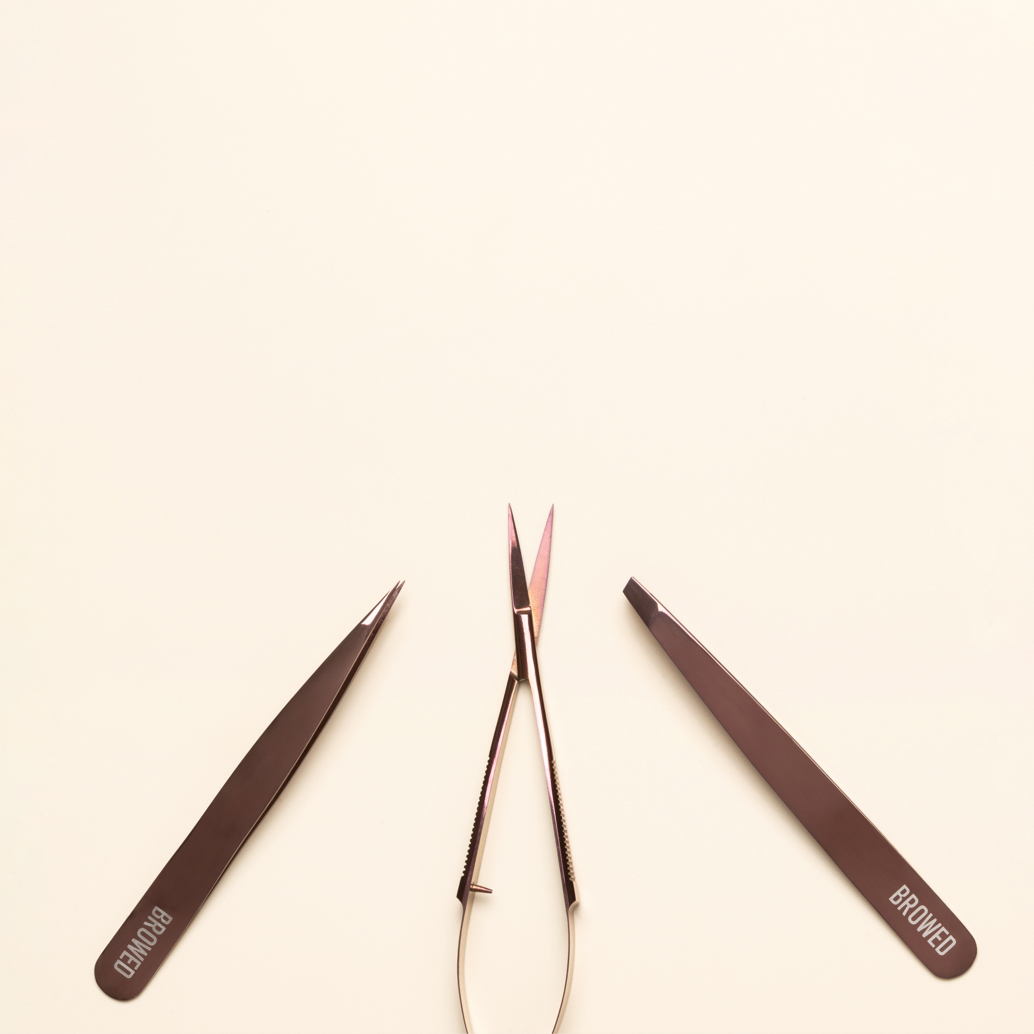 Browed - Chocolate Slanted, Point Tweezers + Scissors Set