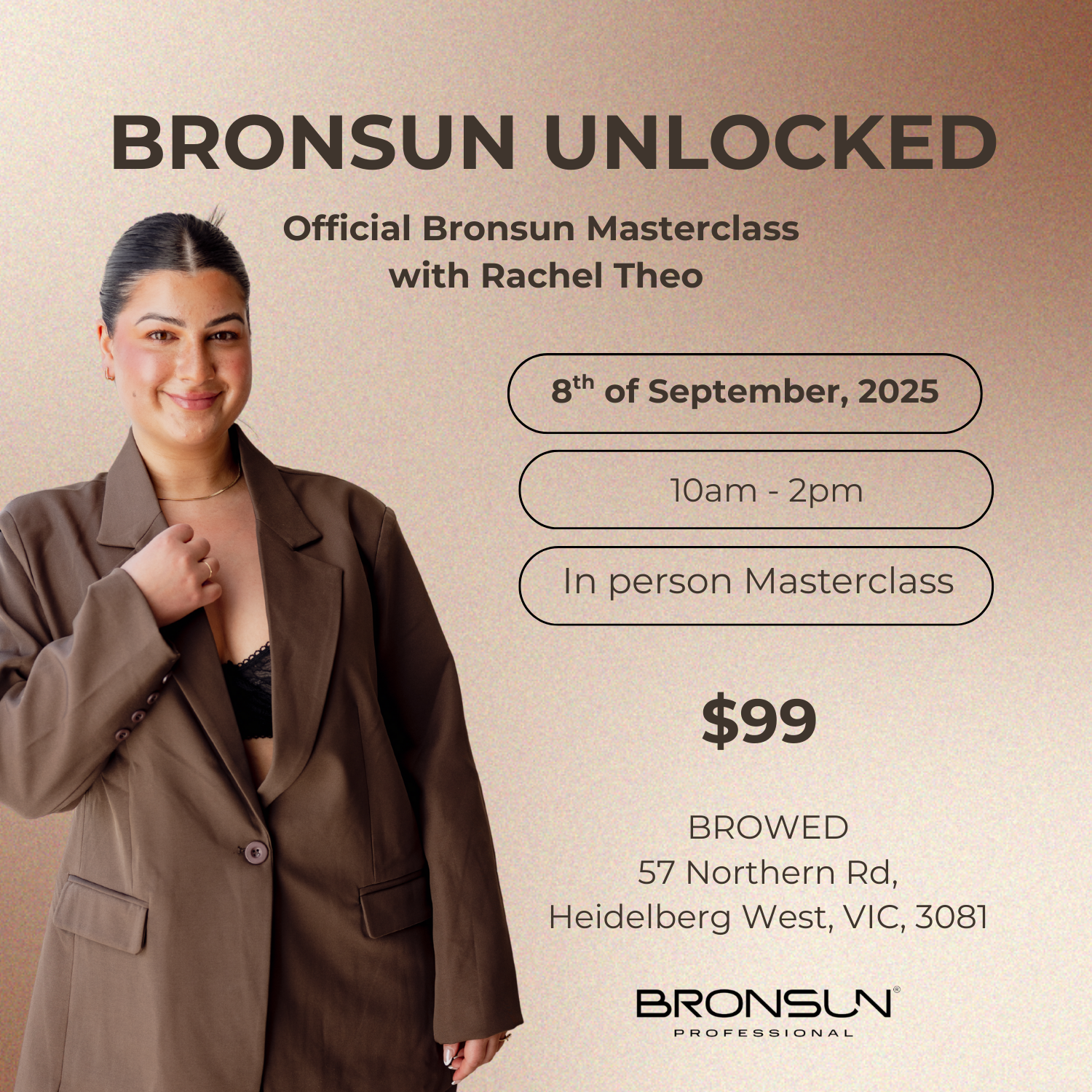 Bronsun Unlocked Masterclass with Rachel Theo - 8th of September - Melbourne