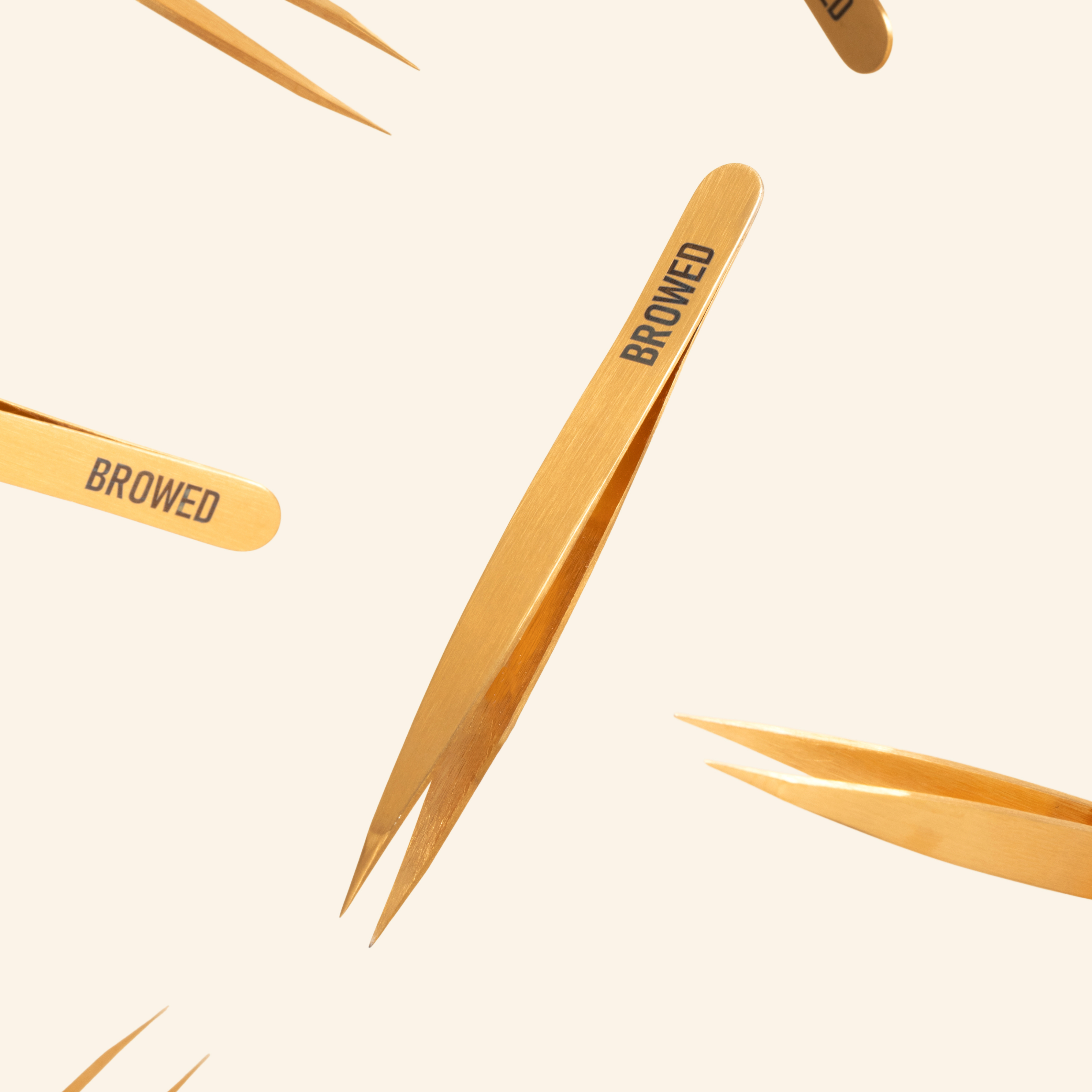 Browed - Gold Point + Slanted Tip Tweezers Set