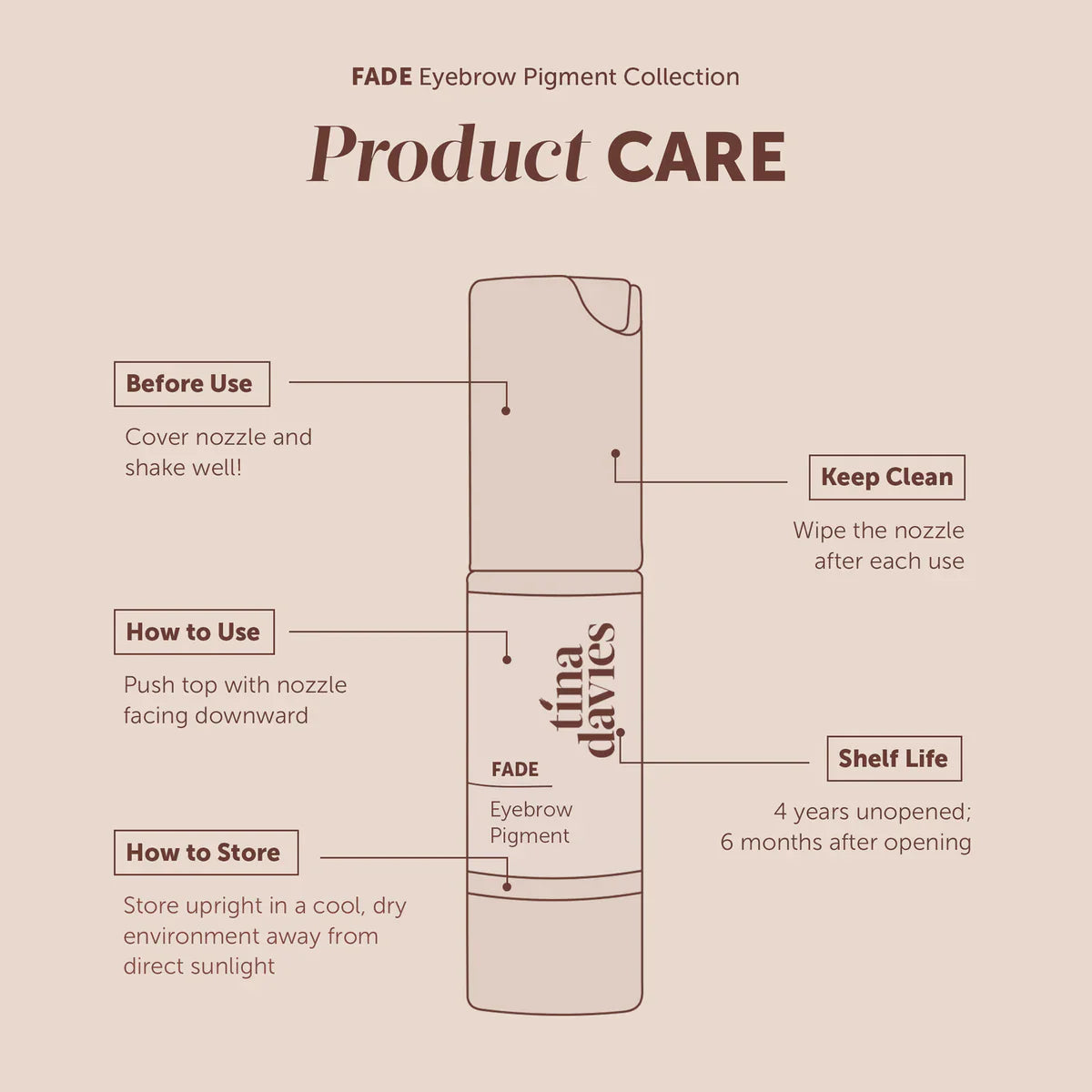 Tina Davies - FADE Eyebrow Pigments - Dark Warm Brown, 15ml