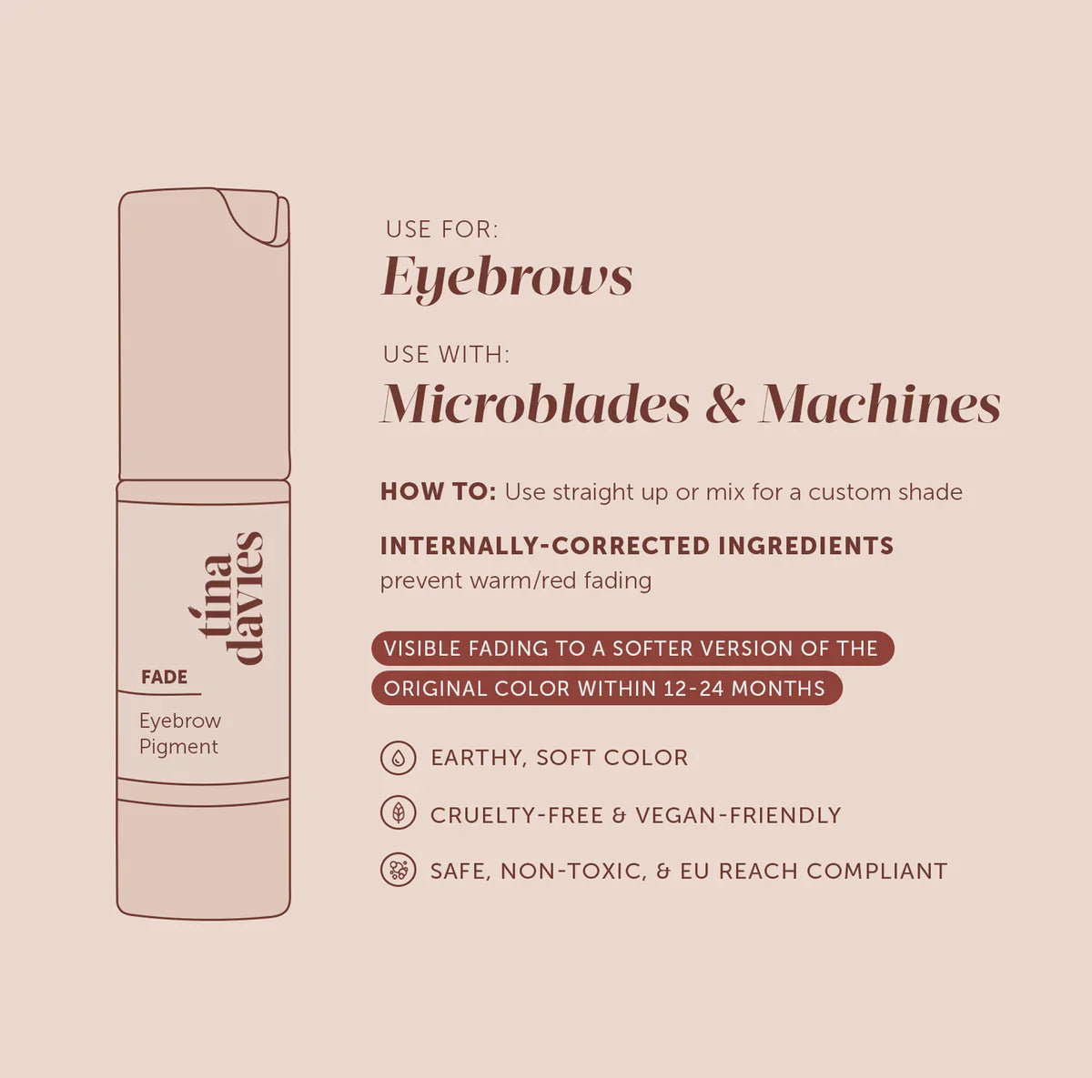 Tina Davies - FADE Eyebrow Pigments - Dark Warm Brown, 15ml