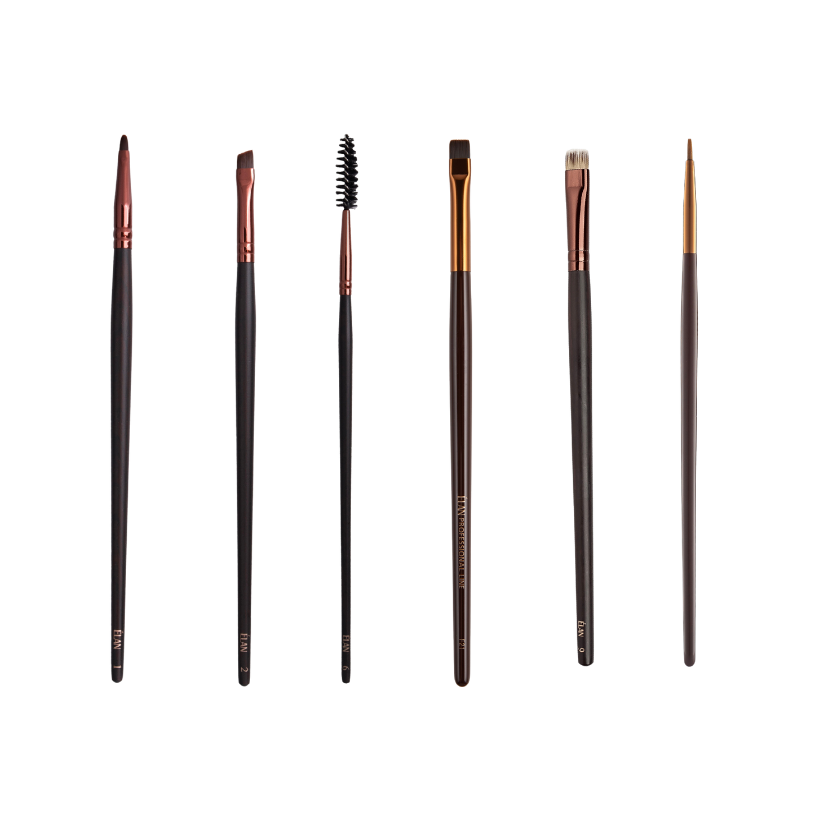 ÉLAN - Premium Professional Brow Brush Set (6 brushes, made from solid African Blackwood)