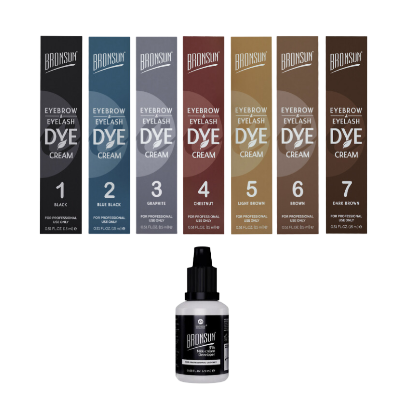 BRONSUN Eyebrow and Eyelash Cream Dye Kit with Developer