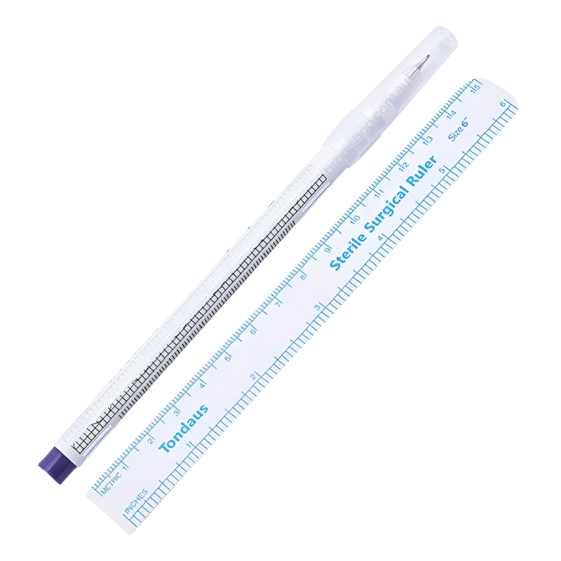 Sterile Surgical Marker with Ruler- BLUE (0.5mm Tip)
