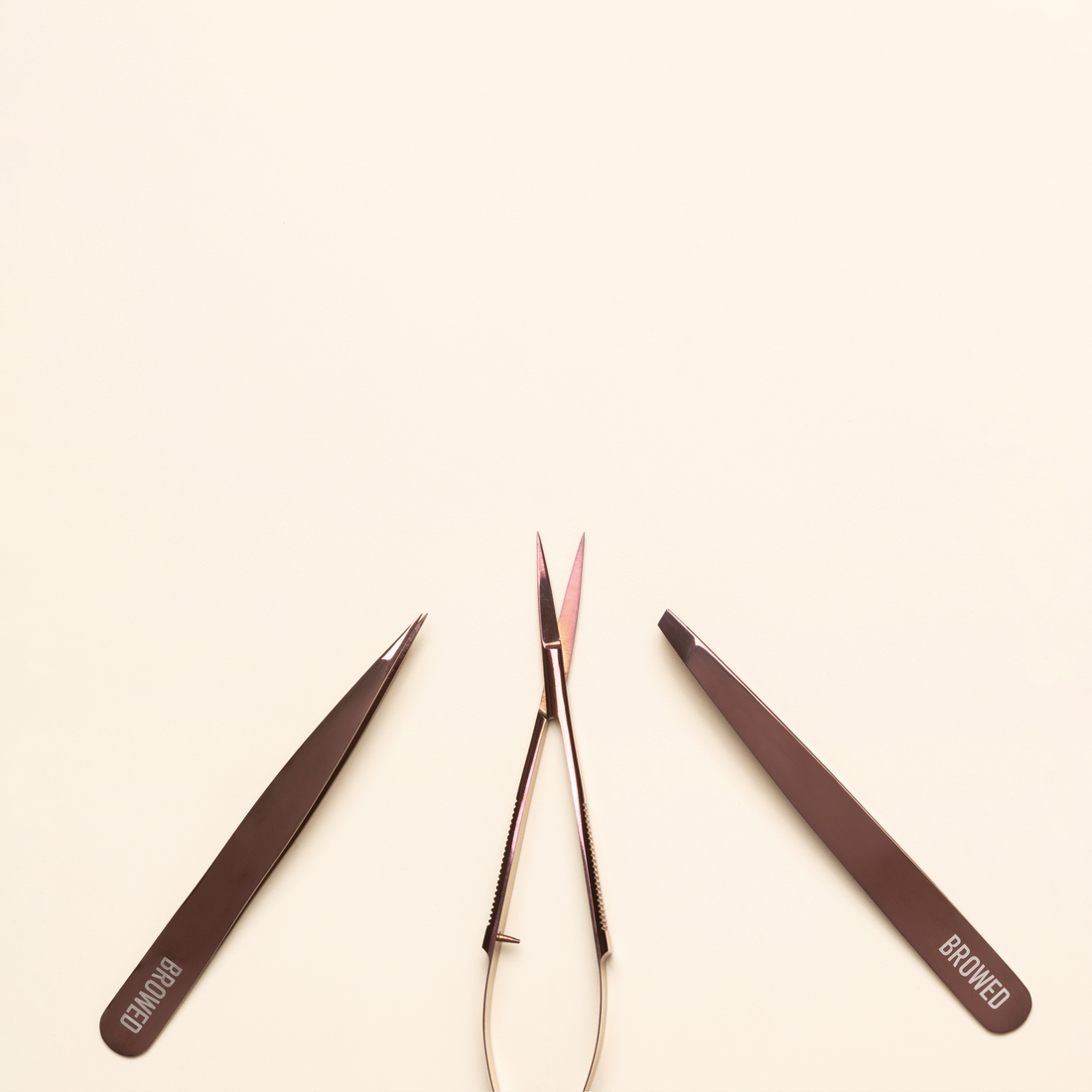 Browed - Chocolate Slanted, Point Tweezers + Scissors Set