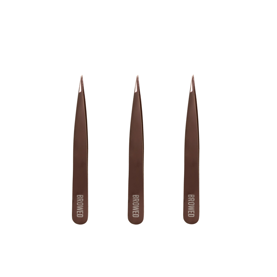 Browed - Chocolate Point Tip Tweezer (Wholesale 3 Pack, RRP $39.95)
