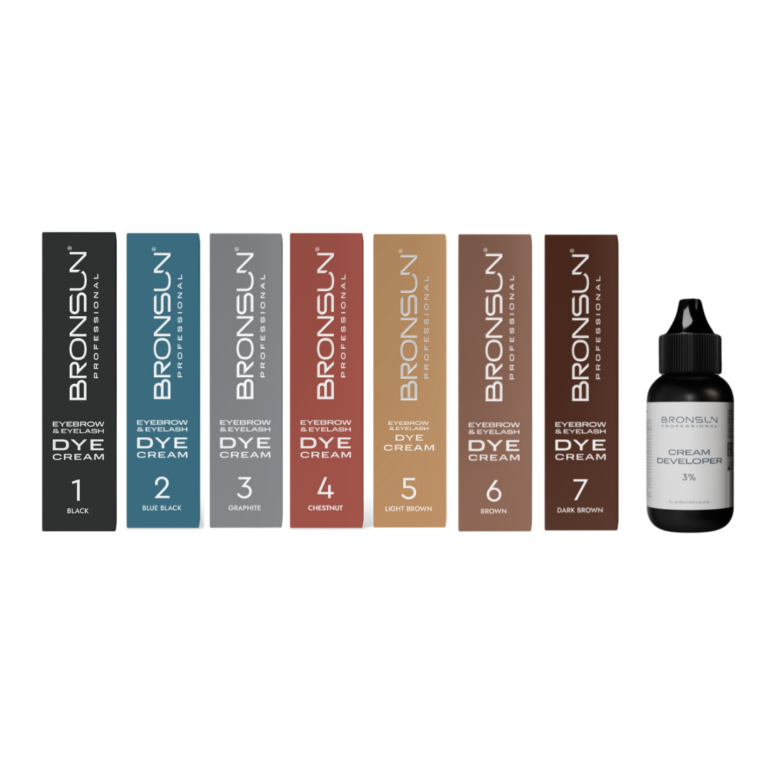 Bronsun - Eyebrow &amp; Eyelash Cream Dye Kit with Developer - 7 Shades