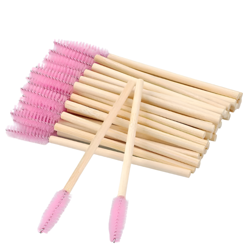 Eco-Friendly Bamboo Mascara Wands/Spoolies - Pink