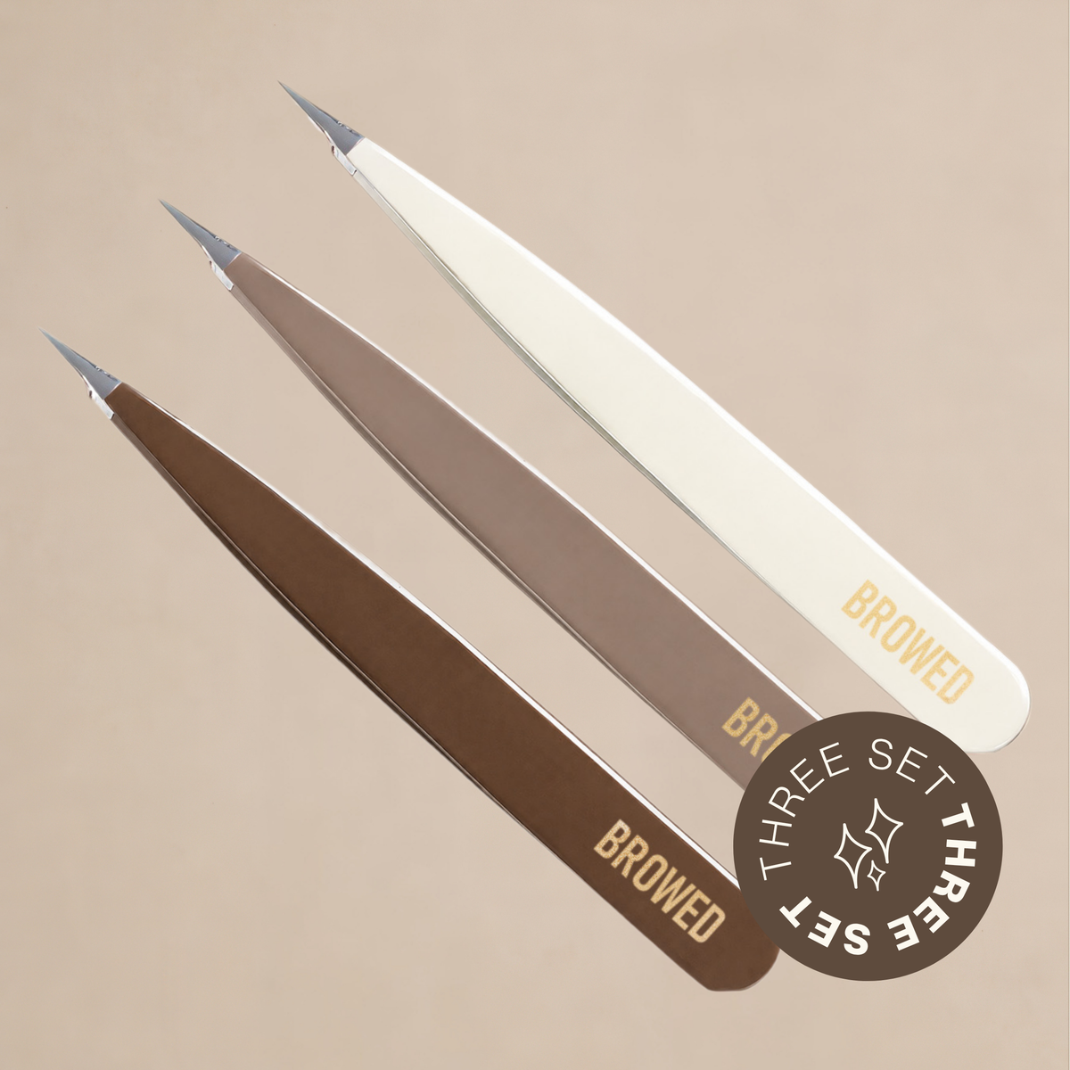 BROWED - Café Collection, Pointed Tweezers (Set of 3)