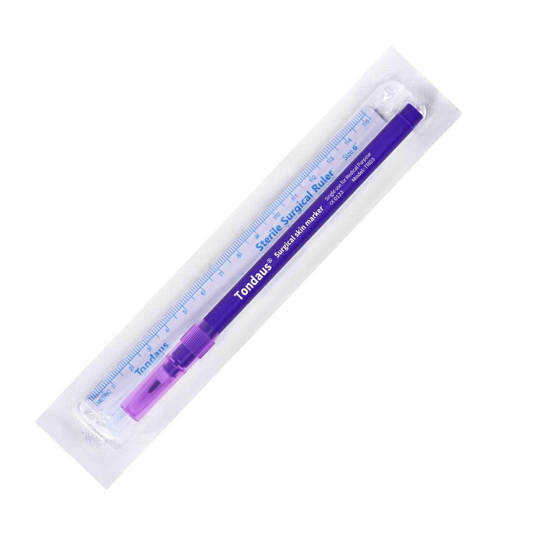 Sterile Surgical Marker with Ruler- PURPLE (0.5mm Tip)