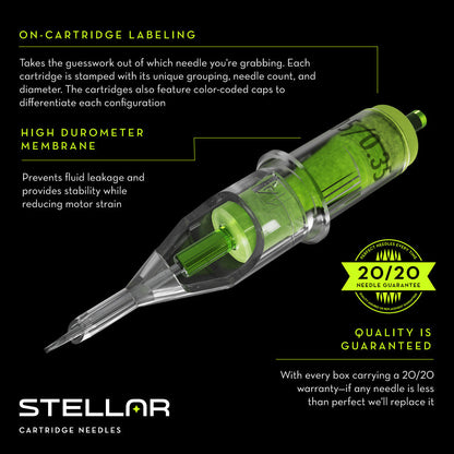 Stellar 2.0 Cartridges - 5 Round Shader Extra Long Taper (Choose your size)