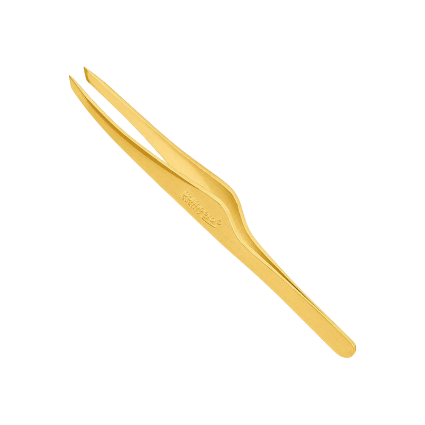 SOLINBERG - Professional slanted eyebrow tweezers in gold (Machine sharpened)