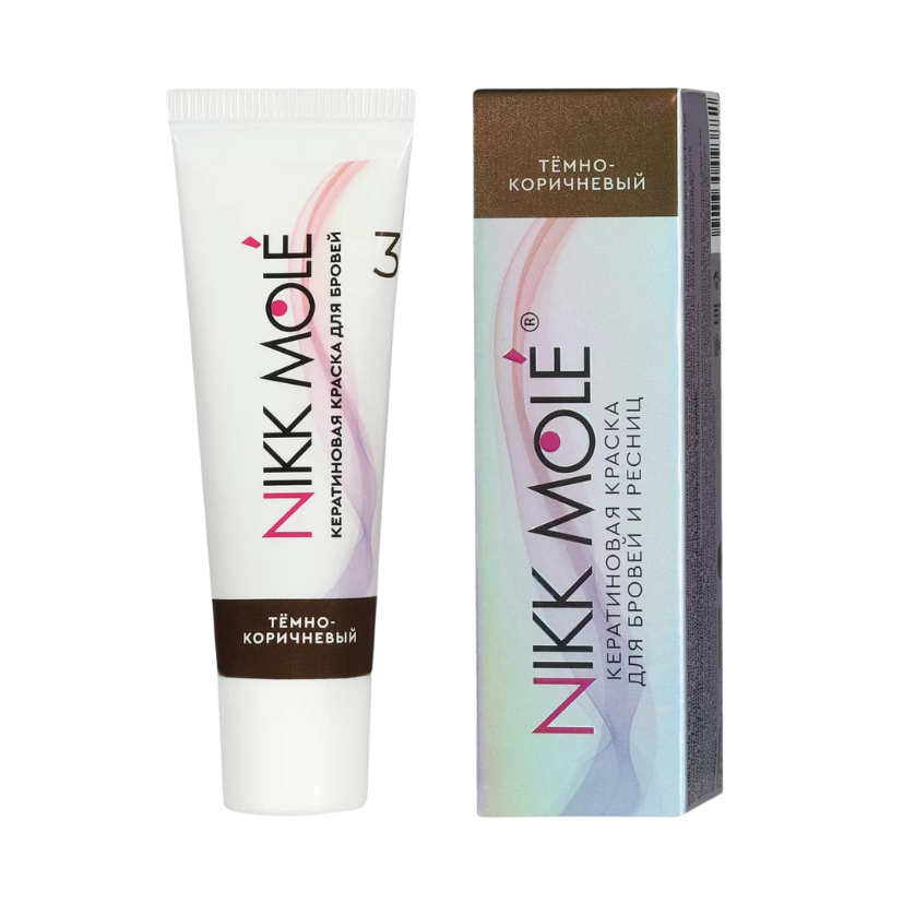NIKK MOLE - Keratin Dye for Eyebrows and Eyelashes - Dark Brown, 15ml
