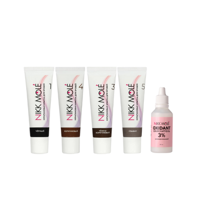 NIKK MOLE - Keratin Dye for Eyebrows and Eyelashes (Kit, 4 Colours + Oxidant)