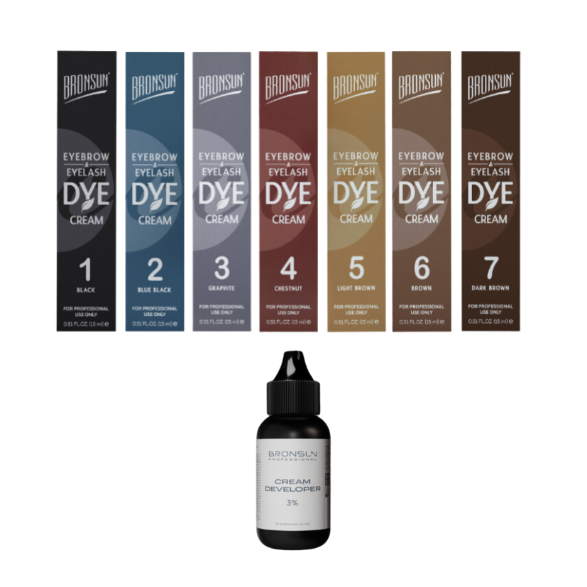 Bronsun - Eyebrow &amp; Eyelash Cream Dye Kit with Developer - 7 Shades