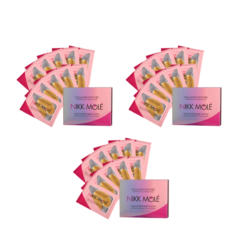 NIKK MOLÉ - Eyebrow and under eye Collagen pads - GOLD, 10 pieces (Wholesale 3 pack, RRP $17.95 Each)