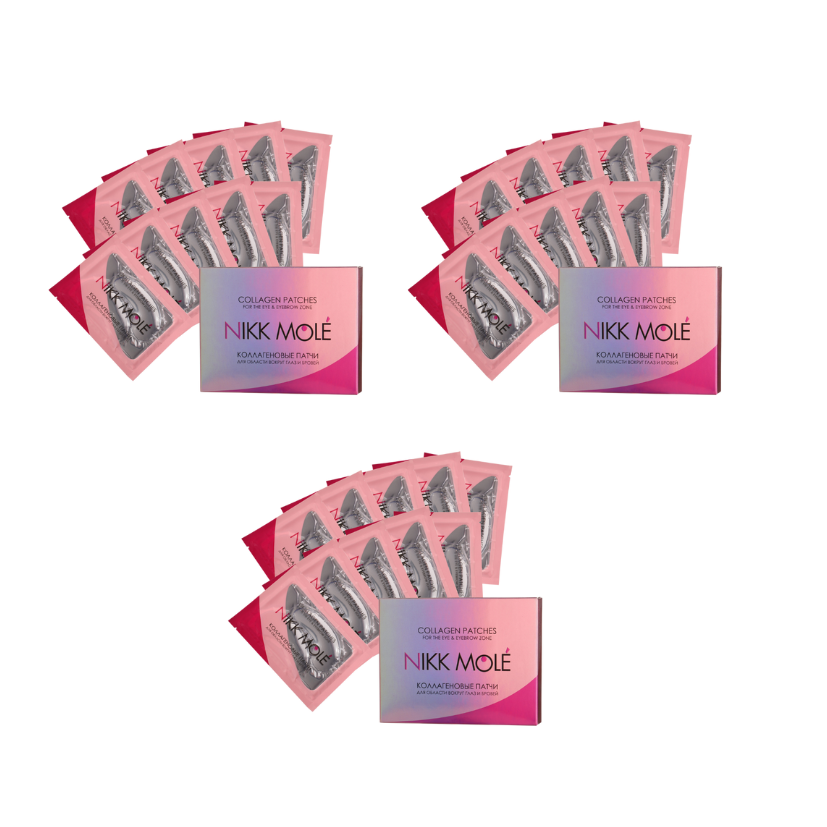 NIKK MOLÉ - Eyebrow and under eye Collagen pads - GREEN TEA, 10 pieces (Wholesale 3 pack, RRP $17.95 Each)