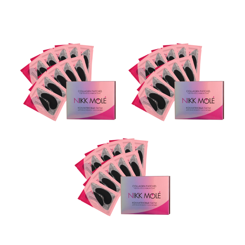 NIKK MOLÉ - Eyebrow and under eye Collagen pads - LIQUORICE, 10 pieces (Wholesale 3 pack, RRP $17.95 Each)