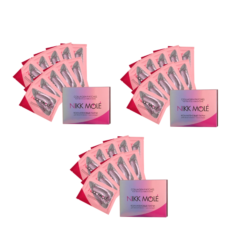 NIKK MOLÉ - Eyebrow and under eye Collagen pads - ROSE, 10 pieces (Wholesale 3 pack, RRP $17.95 Each)