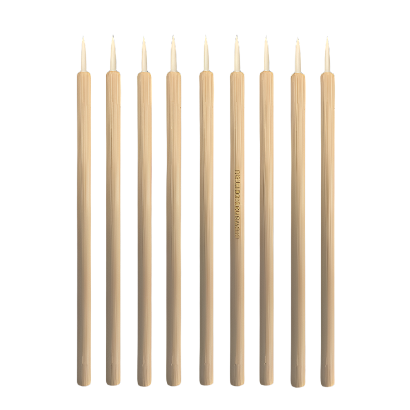 Eco-Friendly Bamboo Fine Eyeliner &amp; Eyebrow Brushes - 50 pcs